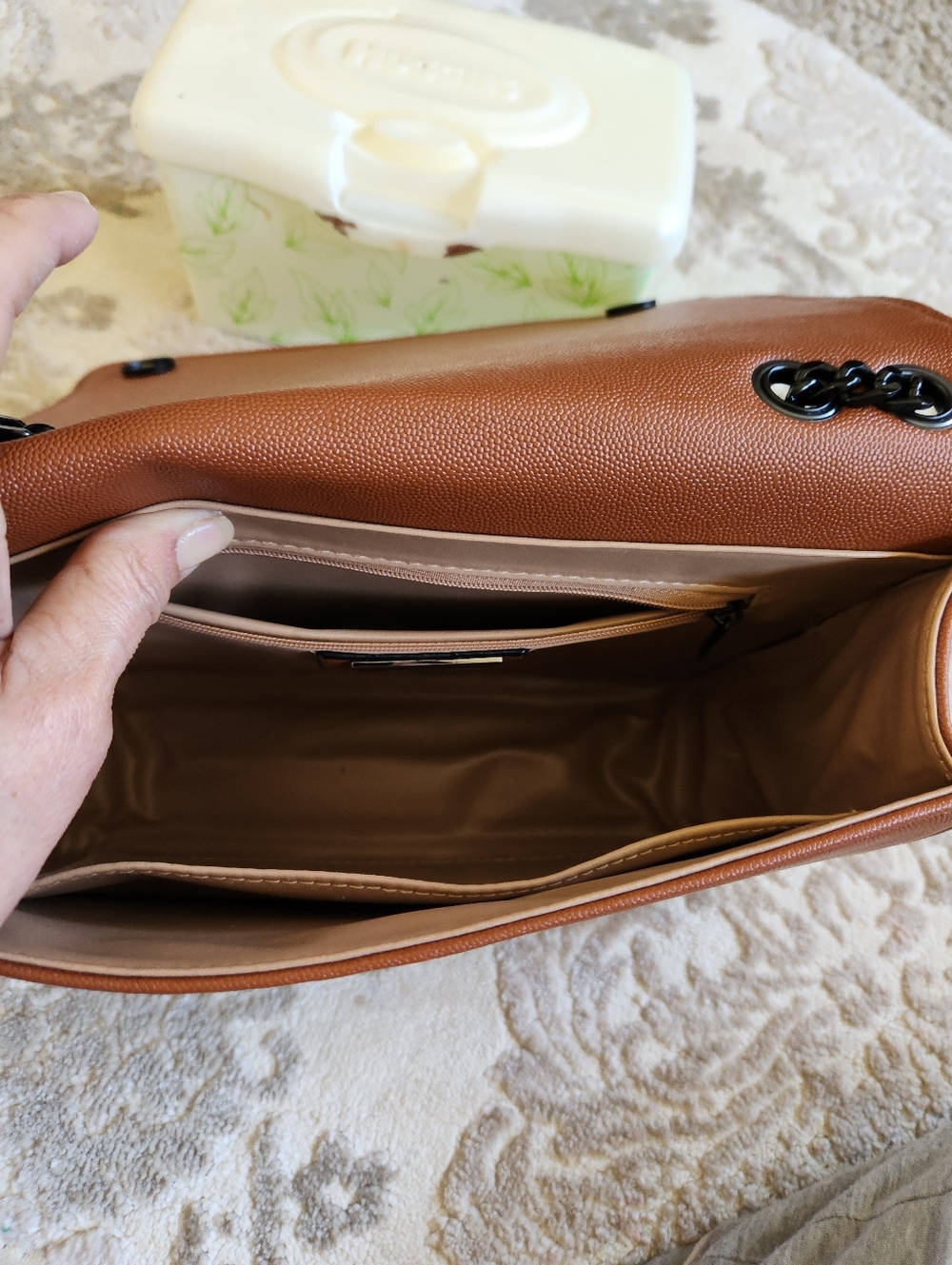 Saint Laurent Quilted Crossbody Bag in Cognac Brown with Black Hardware - Picture 5 of 7